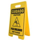 Placa Sinalizador Dobrável - Cuidado Piso Molhado