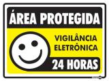 Placa Sinalizadora Área Protegida Vigilância 24h